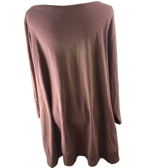 LOGO Lori Goldstein Cotton Tee Women 3X Mauve VNeck Pockets 3/4 Sleeves - Picture 7 of 12